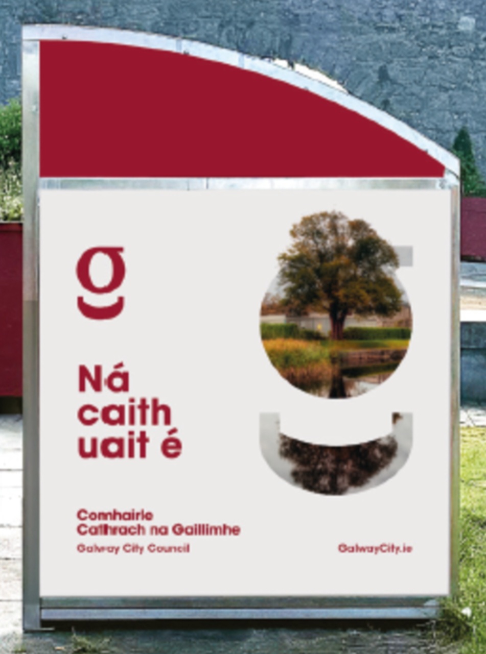 The new Galway City Council lower-case g visual identity